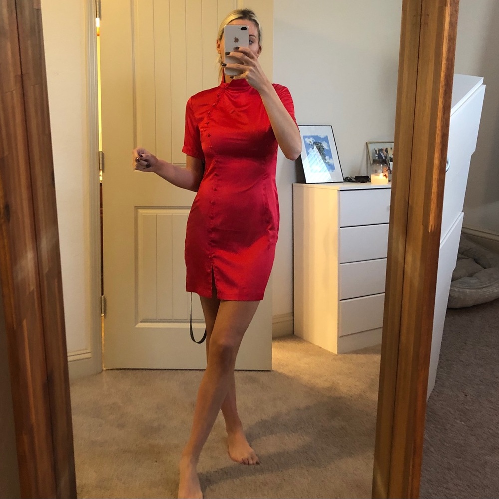 Satin red dress